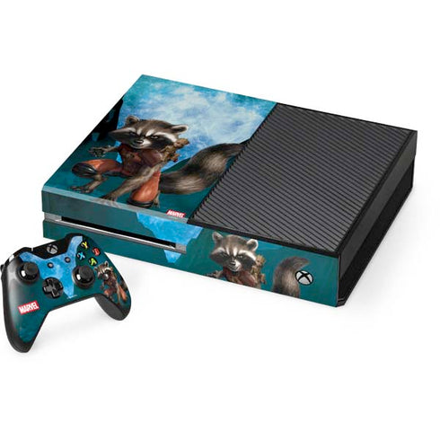 Marvel Rocket and Baby Groot Cosmic Bond Xbox One Console and Controller Bundle Skin