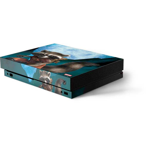 Marvel Rocket and Baby Groot Cosmic Bond Xbox One X Console Skin