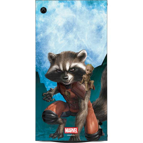 Marvel Rocket and Baby Groot Cosmic Bond XBox Series X Digital Edition Console Skin