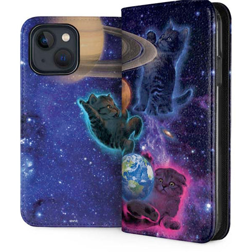 Cosmic Kittens by Vincent Hie iPhone 15 Plus Folio Case