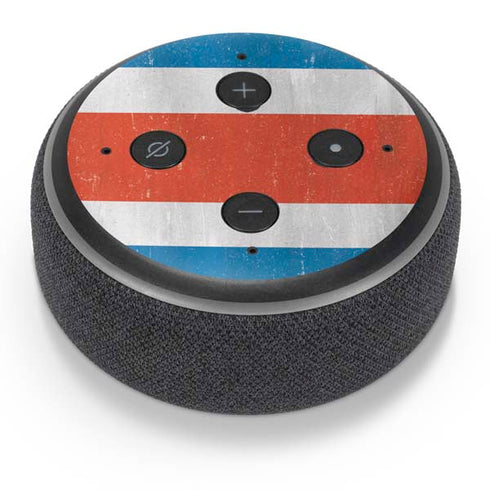 Costa Rican Flag Distressed Amazon Echo Dot Skin
