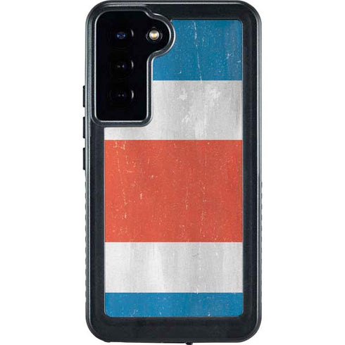 Costa Rican Flag Distressed Galaxy S24 Plus Waterproof Case