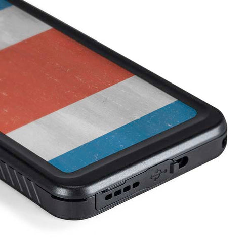 Costa Rican Flag Distressed Galaxy S24 Plus Waterproof Case