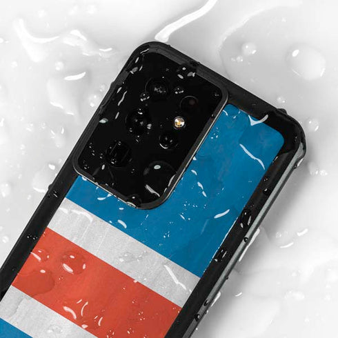 Costa Rican Flag Distressed Galaxy S24 Ultra Waterproof Case