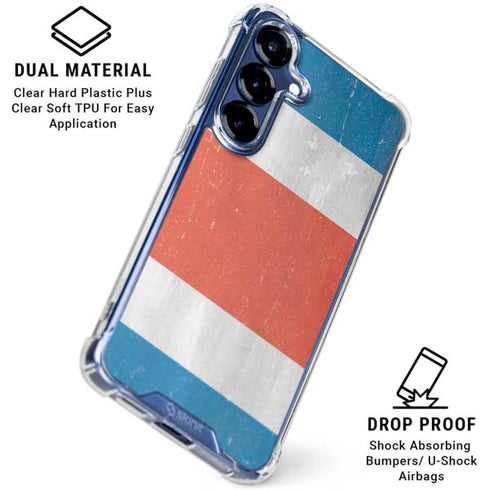 Costa Rican Flag Distressed Galaxy S25 Plus Clear Case
