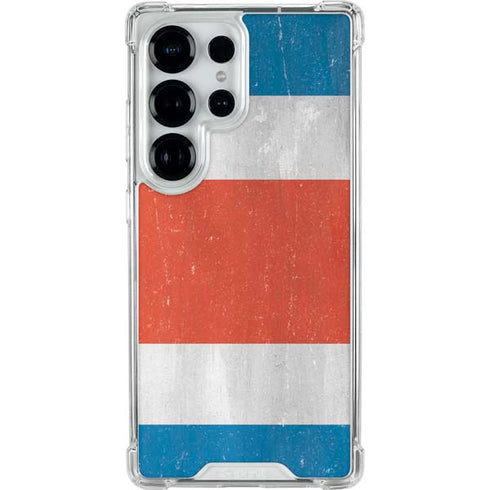 Costa Rican Flag Distressed Galaxy S25 Ultra Clear Case