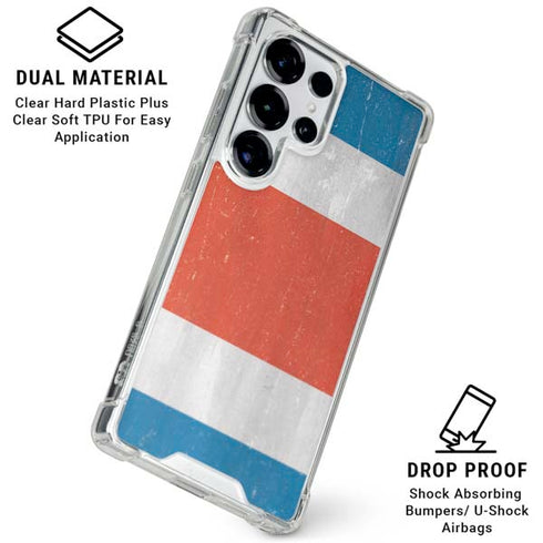 Costa Rican Flag Distressed Galaxy S25 Ultra Clear Case