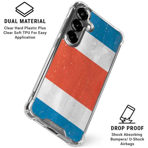 Costa Rican Flag Distressed Galaxy S26 Plus Clear Case
