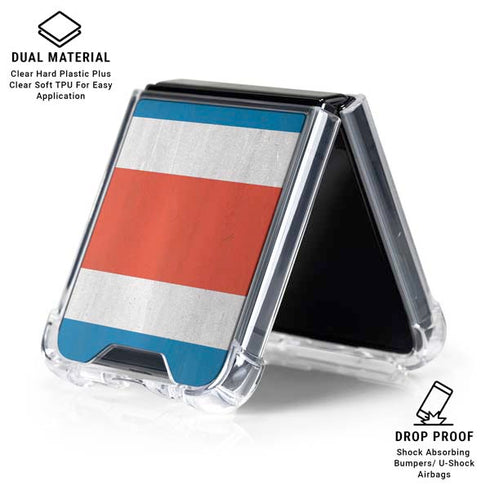 Costa Rican Flag Distressed Galaxy Z Flip6 Clear Case