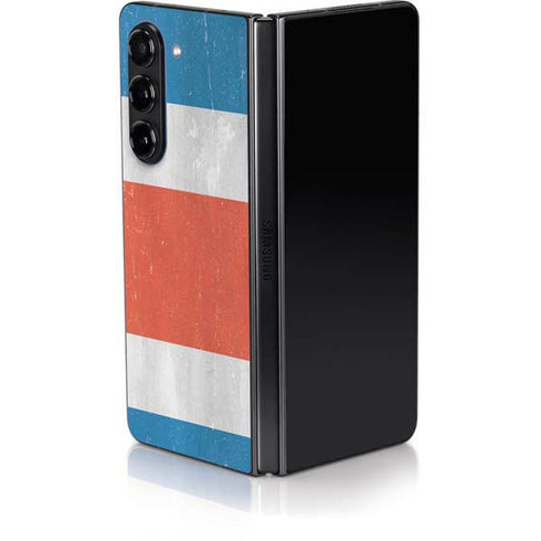 Costa Rican Flag Distressed Galaxy Z Fold5 5G Skin