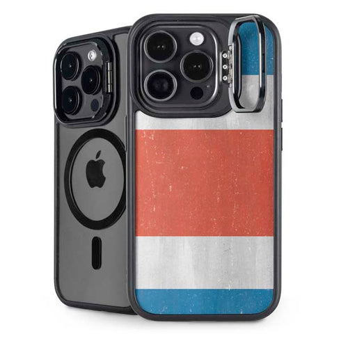 Costa Rican Flag Distressed iPhone 15 Pro Kickstand Case
