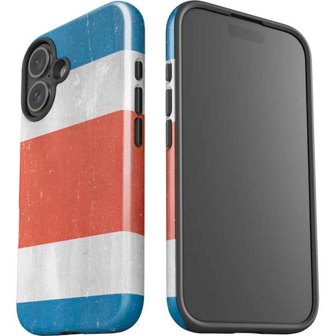 Costa Rican Flag Distressed iPhone 16 Impact Case