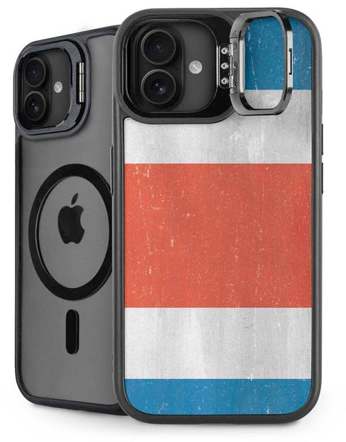 Costa Rican Flag Distressed iPhone 16 Kickstand Case