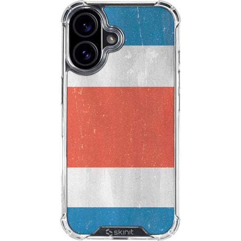 Costa Rican Flag Distressed iPhone 16 Plus Clear Case