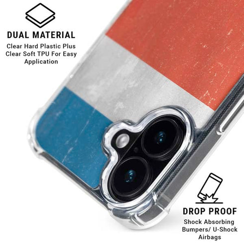 Costa Rican Flag Distressed iPhone 16 Plus Clear Case