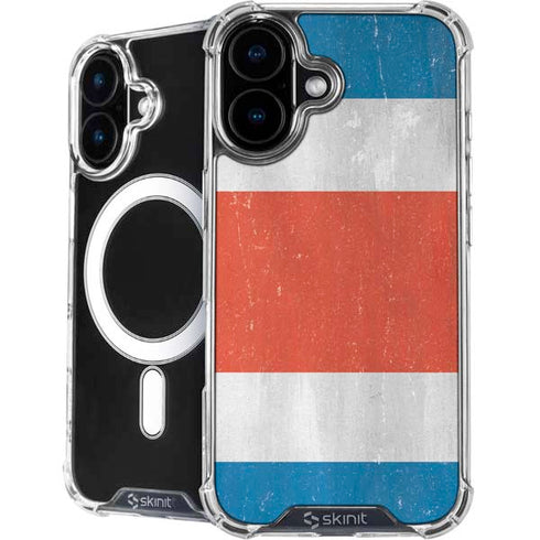 Costa Rican Flag Distressed iPhone 16 Plus MagSafe Case