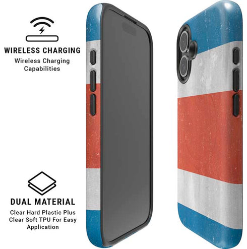 Costa Rican Flag Distressed iPhone 16 Plus Magsafe Impact Case