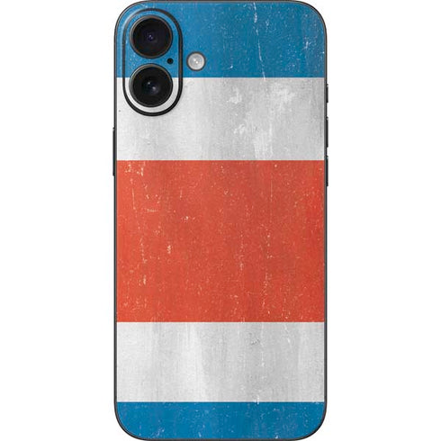 Costa Rican Flag Distressed iPhone 16 Plus Skin