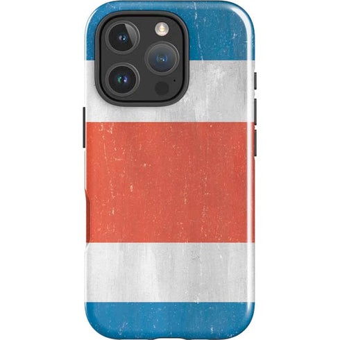 Costa Rican Flag Distressed iPhone 16 Pro Impact Case