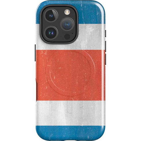 Costa Rican Flag Distressed iPhone 16 Pro Max Magsafe Impact Case
