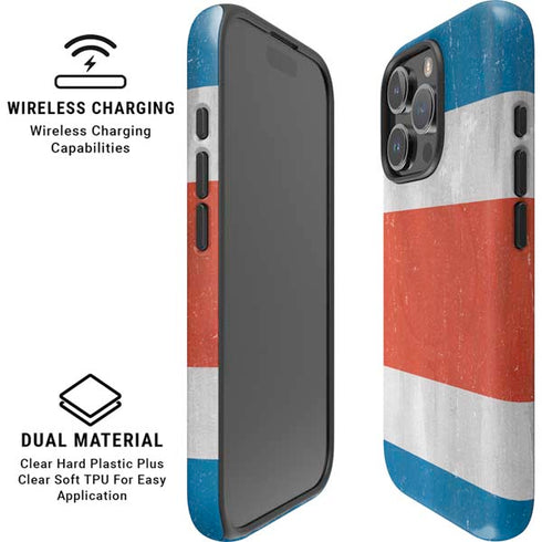 Costa Rican Flag Distressed iPhone 16 Pro Max Magsafe Impact Case