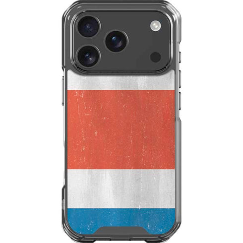 Costa Rican Flag Distressed iPhone 18 Pro Clear Case