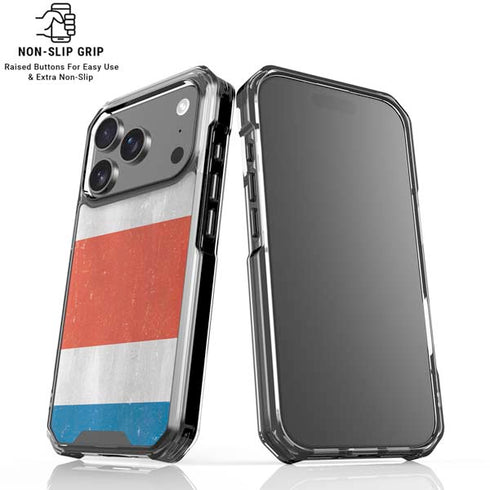 Costa Rican Flag Distressed iPhone 18 Pro Clear Case