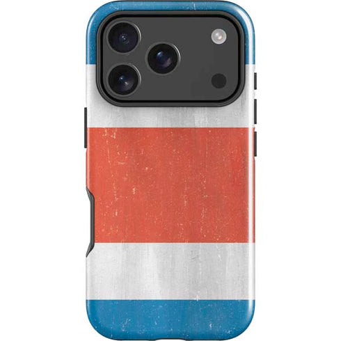 Costa Rican Flag Distressed iPhone 18 Pro Impact Case