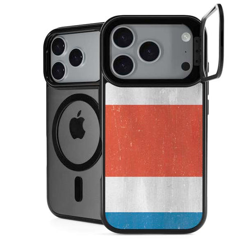 Costa Rican Flag Distressed iPhone 18 Pro Kickstand Case