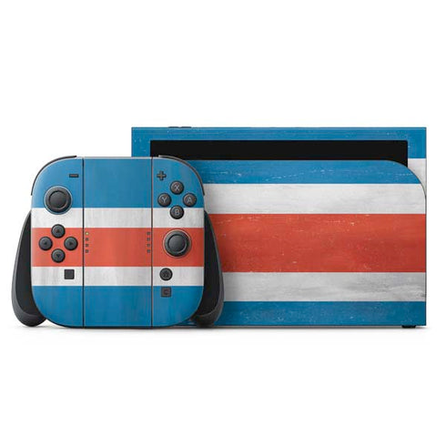 Costa Rican Flag Distressed Nintendo Switch 2 (2025) with Joy-Con Skin