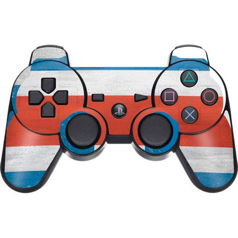Costa Rican Flag Distressed PS3 Dual Shock wireless controller Skin