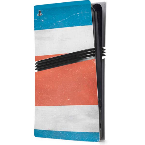 Costa Rican Flag Distressed PS5 Pro Console Skin