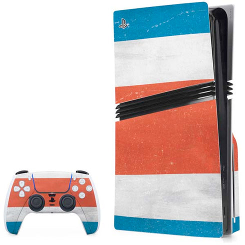 Costa Rican Flag Distressed PS5 Pro Disk Bundle Skin