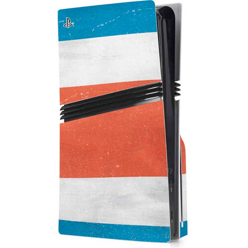 Costa Rican Flag Distressed PS5 Pro Disk Console Skin
