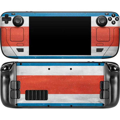 Costa Rican Flag Distressed Steam Deck Handheld Gaming Computer Skin