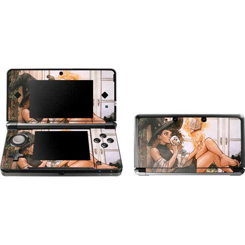 Cozy Autumn Library Witch with Cat and Coffee by Ivy Dolamore Nintendo Skins