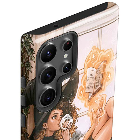 Cozy Autumn Library Witch with Cat and Coffee by Ivy Dolamore Galaxy S23 Ultra Pro Case