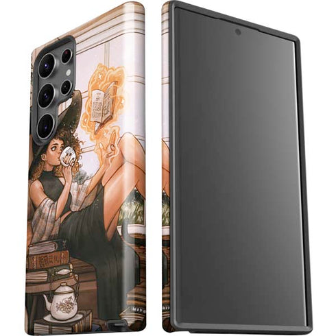 Cozy Autumn Library Witch with Cat and Coffee by Ivy Dolamore Galaxy S23 Ultra Pro Case