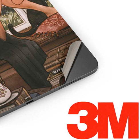 Cozy Autumn Library Witch with Cat and Coffee by Ivy Dolamore Apple iPad Pro Skin