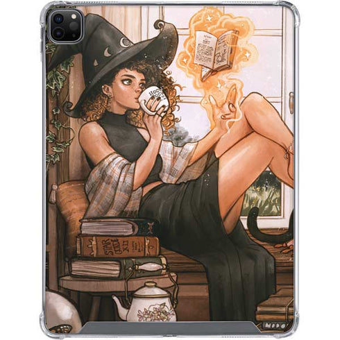 Cozy Autumn Library Witch with Cat and Coffee by Ivy Dolamore iPad Cases