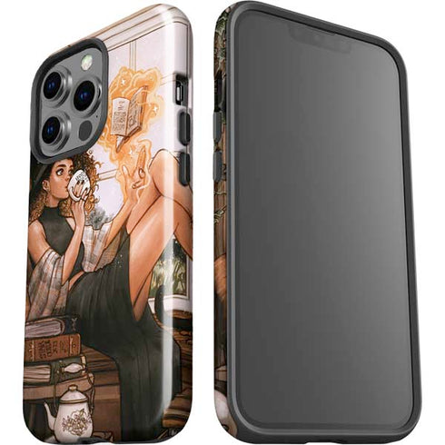 Cozy Autumn Library Witch with Cat and Coffee by Ivy Dolamore iPhone 15 Pro Impact Case