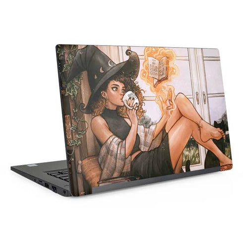 Cozy Autumn Library Witch with Cat and Coffee by Ivy Dolamore Dell Latitude Skin
