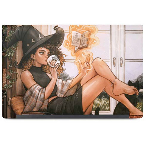 Cozy Autumn Library Witch with Cat and Coffee by Ivy Dolamore Dell Latitude Skin