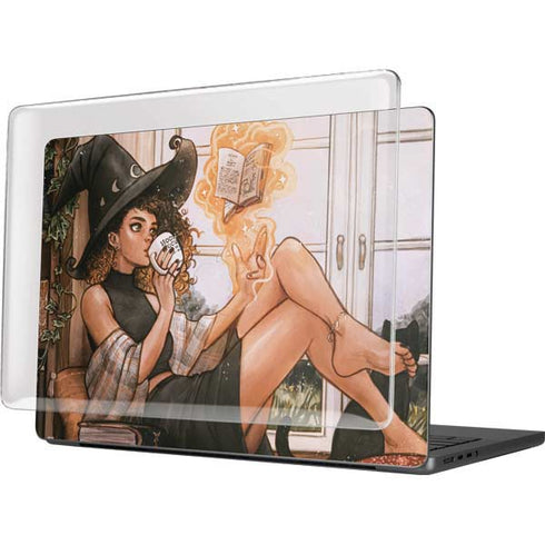 Cozy Autumn Library Witch with Cat and Coffee by Ivy Dolamore MacBook Pro 14in (2021-24) Case plus Skin