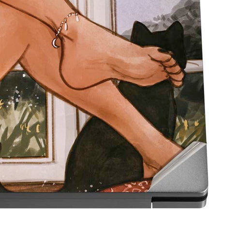 Cozy Autumn Library Witch with Cat and Coffee by Ivy Dolamore Dell XPS Skin