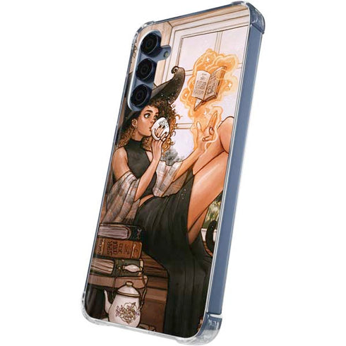 Cozy Autumn Library Witch with Cat and Coffee by Ivy Dolamore Galaxy A35 5G Clear Case