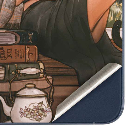 Cozy Autumn Library Witch with Cat and Coffee by Ivy Dolamore Galaxy A35 5G Skin