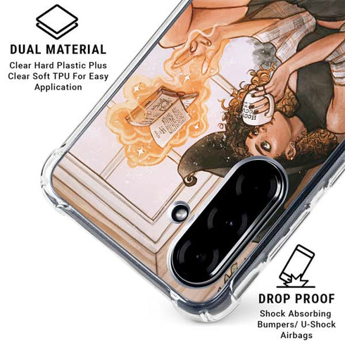 Cozy Autumn Library Witch with Cat and Coffee by Ivy Dolamore Galaxy A36 5G Clear Case