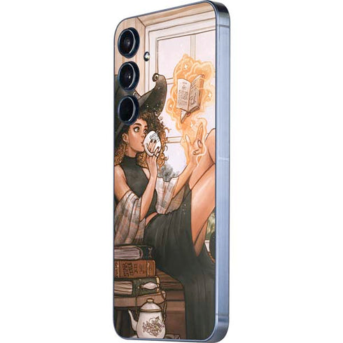 Cozy Autumn Library Witch with Cat and Coffee by Ivy Dolamore Galaxy A36 5G Skin