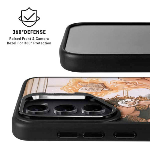 Cozy Autumn Library Witch with Cat and Coffee by Ivy Dolamore Galaxy S25 Plus Kickstand Case